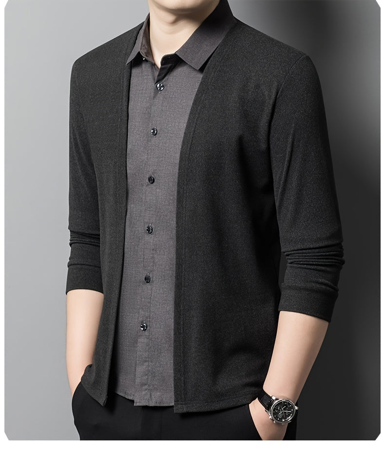 Camicia elegante a maniche lunghe 2 in 1 da uomo