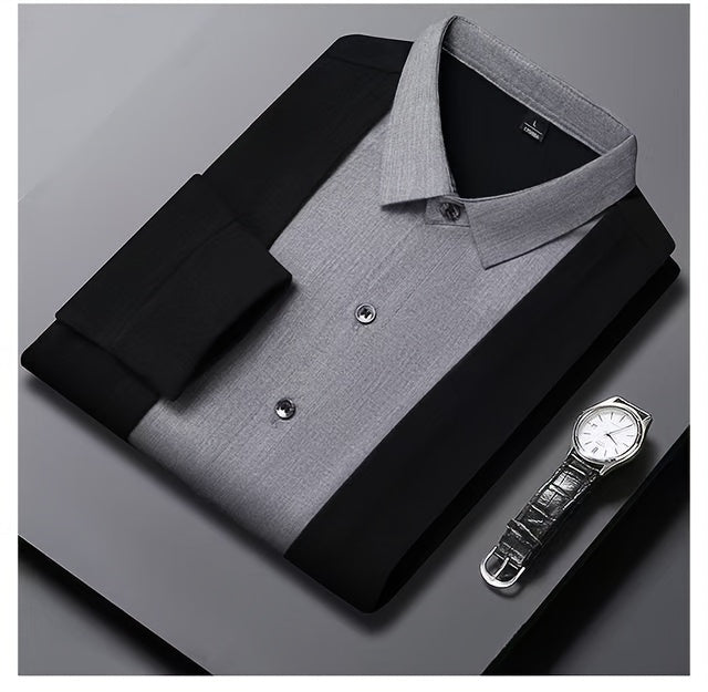 Camicia elegante a maniche lunghe 2 in 1 da uomo