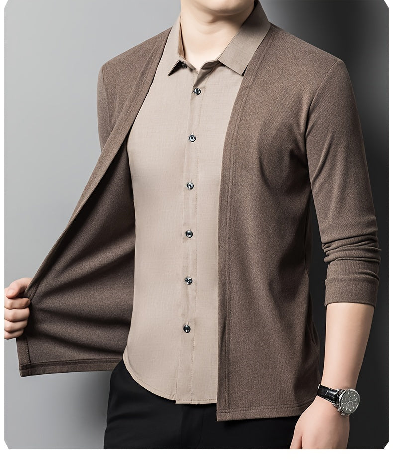 Camicia elegante a maniche lunghe 2 in 1 da uomo