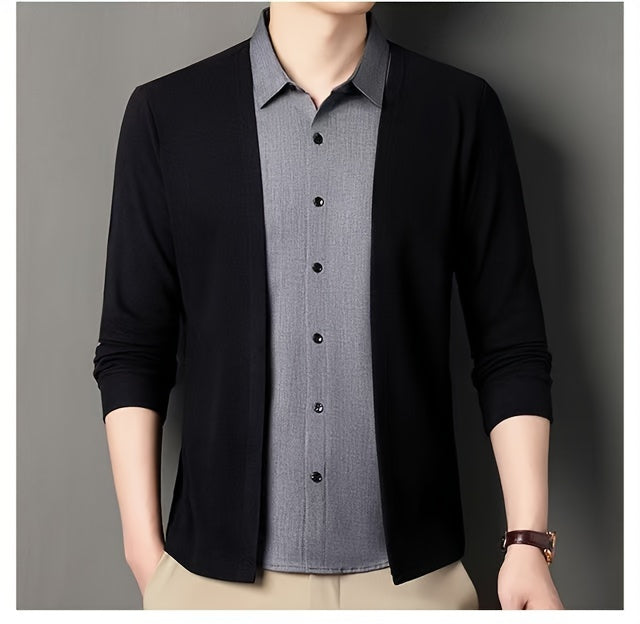 Camicia elegante a maniche lunghe 2 in 1 da uomo