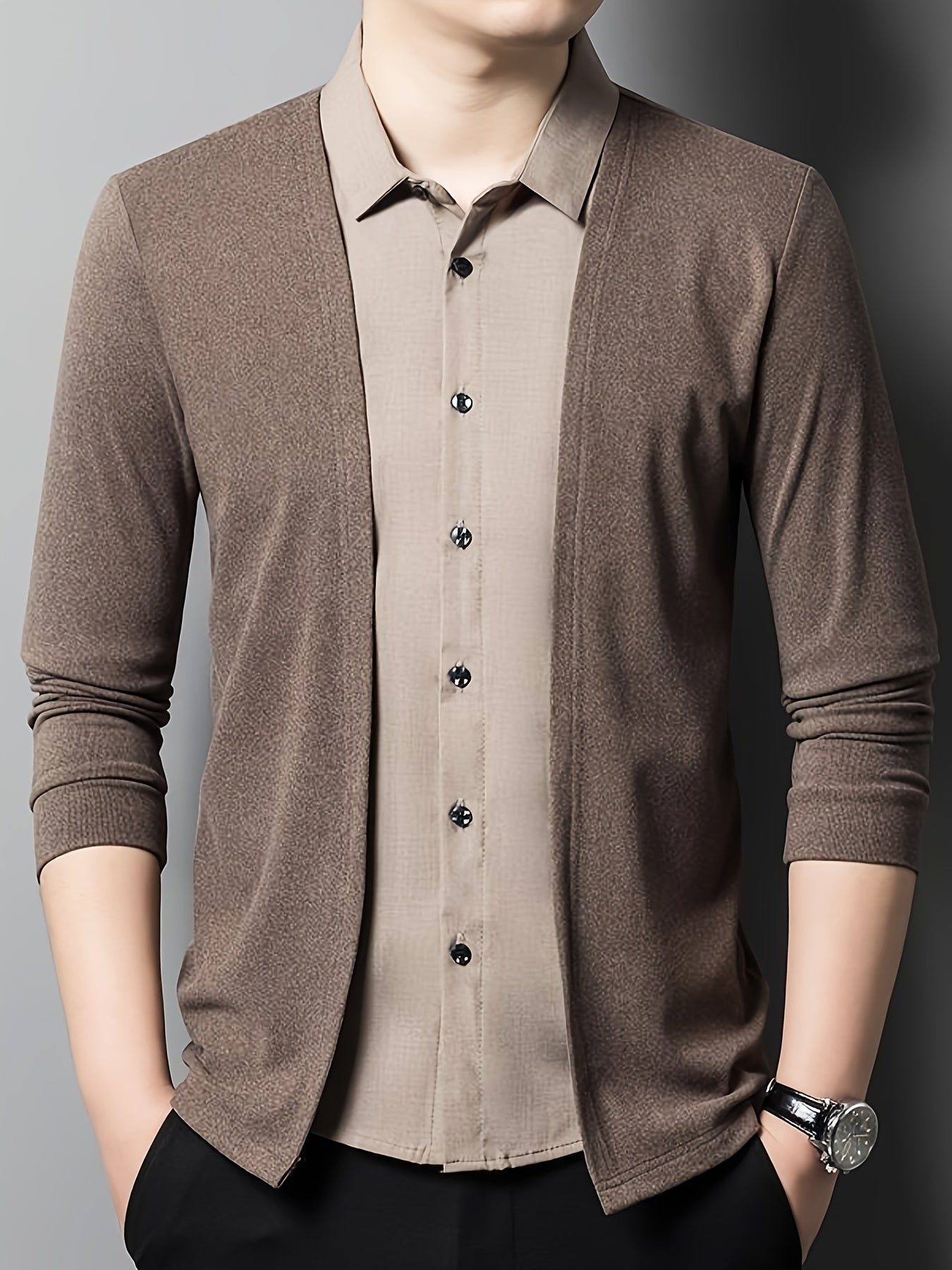 Camicia elegante a maniche lunghe 2 in 1 da uomo